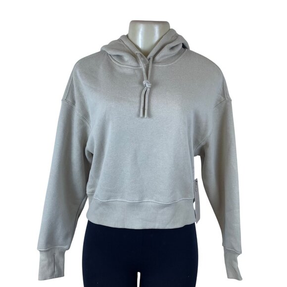 Harmony Women's Beige Cropped Hoodie Pull-On Drawstring Long Sleeves Sz XS - New - Picture 1 of 9